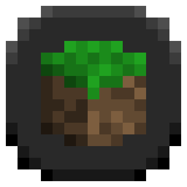 a very pixelated logo on a dark background. it looks like a cube of grass.